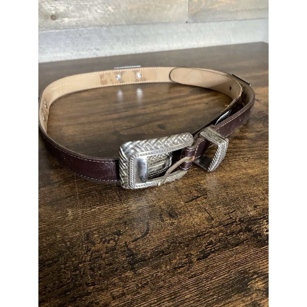 Brighton Women's Brown Dress Belt Silver Buckle Adjustable Size M